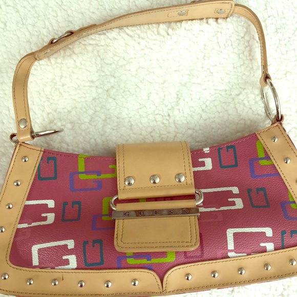 Vintage Guess “G” Pink Studded hobo - Picture 1 of 6